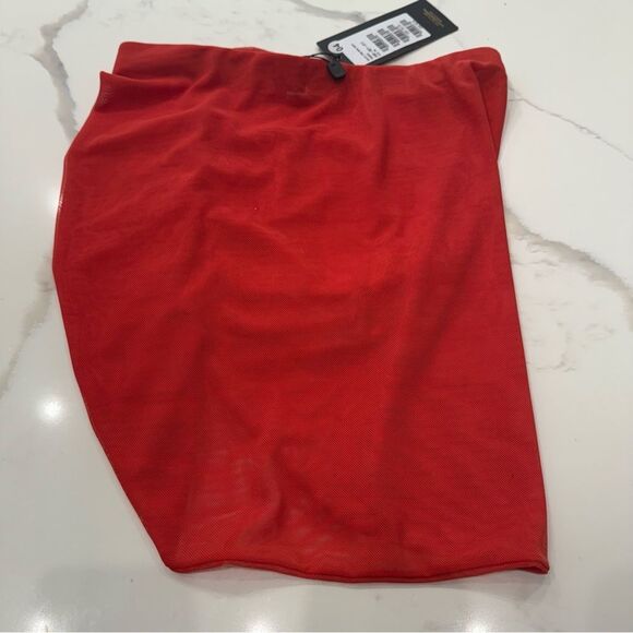 Vixx Swim Lynn Ruched Mini Cover-Up Swim Skirt Solid Orange Paula Hermanny - Picture 7 of 10